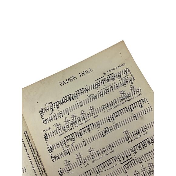 Paper Doll Sheet Music 1943 Johnny Black Mill Bros - Picture 3 of 5